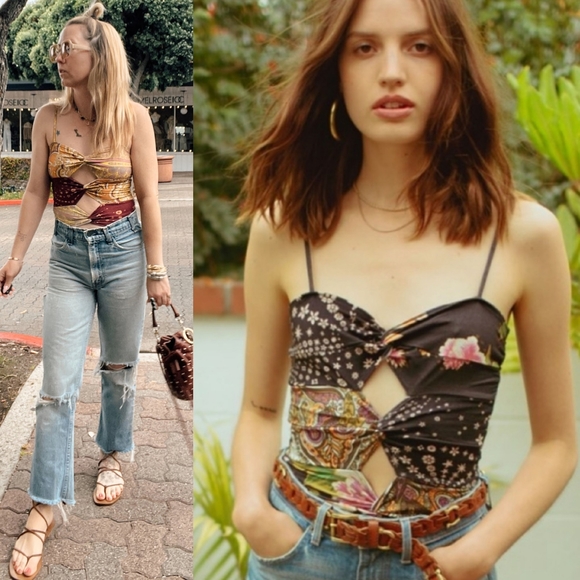 Rare Novella Royale Etta Tank Midnight Haze M Moon Stars Camisole Floral cut out - Picture 11 of 16